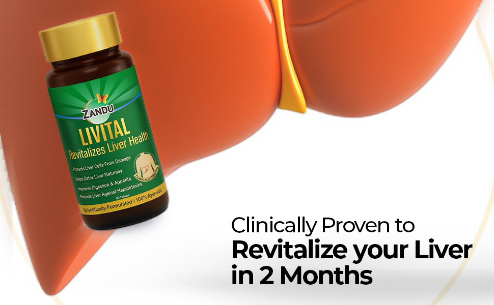 Zandu Livital Liver Detox Tablets – Clinically Proven for Liver Detox & Health Support in 2 Months | 90 Tabs X 2 | 100% Ayurvedic Formula with Bhringaraj & Guduchi | Ayurvedic Alternative to Milk Thistle