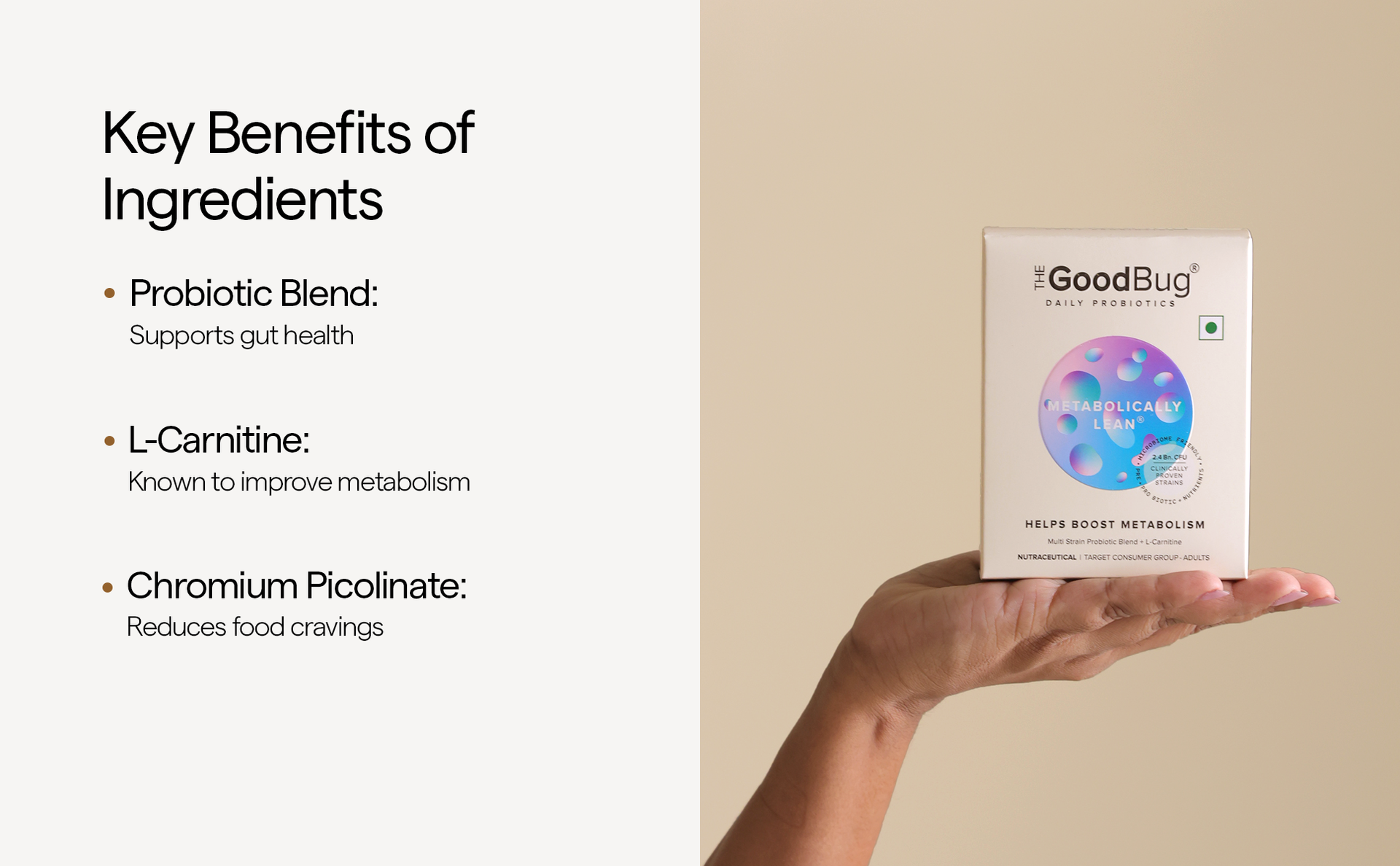 The Good Bug Metabolically Lean: SuperGut Powder | Weight Loss For Women & Men | Boost GLP-1 | Probiotics + L-Carnitine | Boost Metabolism & Reduces Cravings Naturally | 45Days Pack