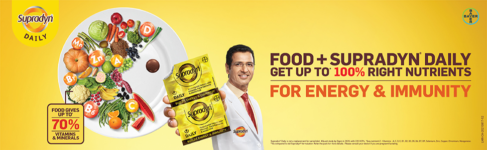 Supradyn Daily Multivitamin Tablets (150 Tablets) for Men & Women with Essential Zinc, 12 Vitamins, 5 Trace Elements for Daily Immunity & Energy