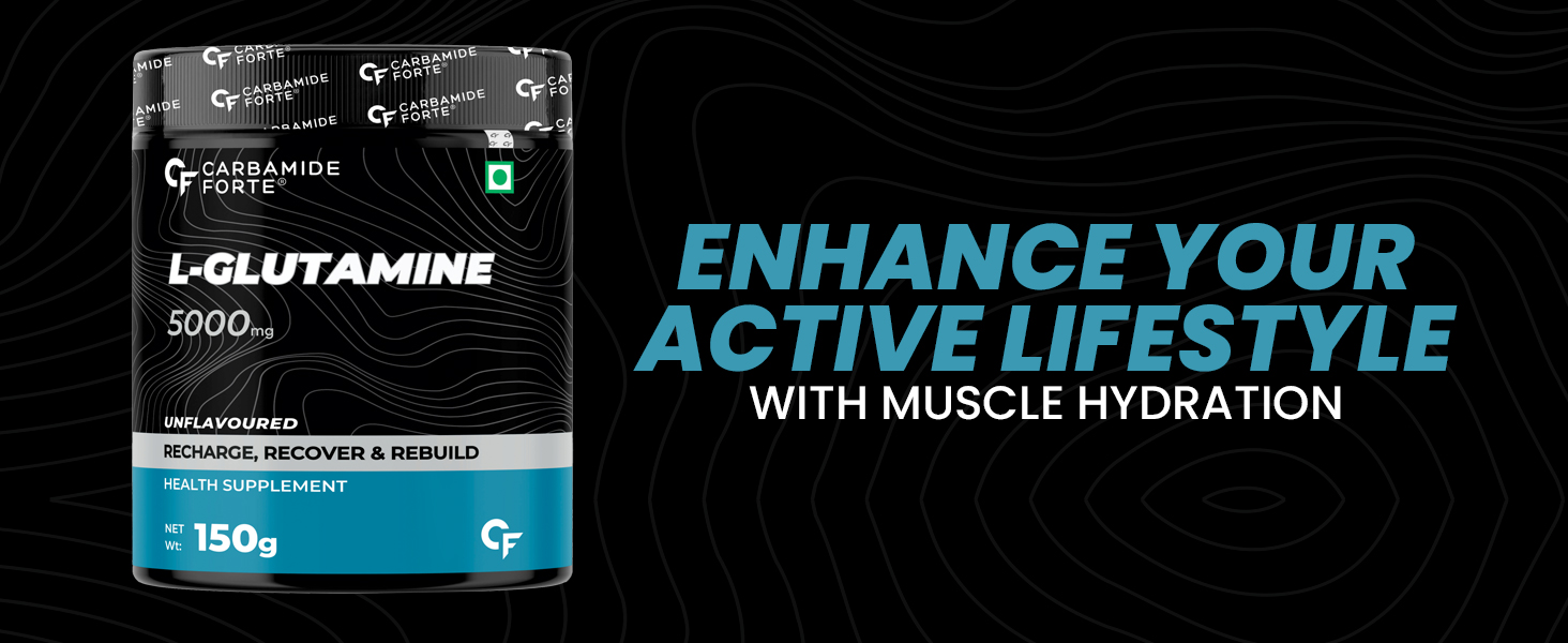 Carbamide Forte L Glutamine Supplement for Men | L Glutamine Powder 5000mg | Glutamine Supplement for Men | Post Workout Muscle Recovery Supplements - Unflavoured - 150 grams