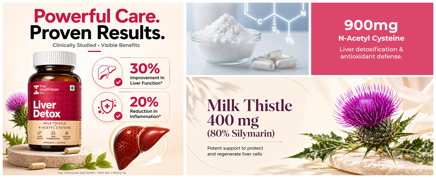 The Healthspan Co. Milk Thistle with NAC 900mg, 60 Veg Capsules