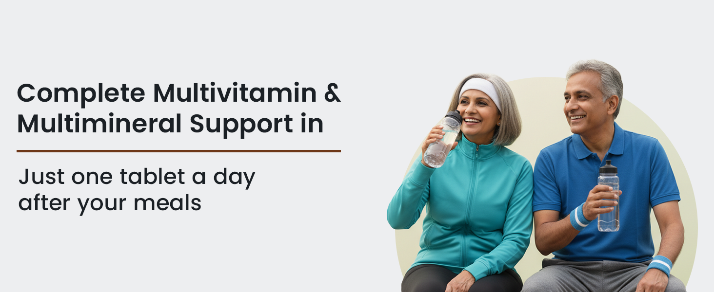 Neuherbs Multivitamin Tablets for Adults 50+ | 60 Count | True Vitamin Adult Multivitamin with Vitamin C, B12, D, Iron, Zinc & Magnesium | Supports Energy, Immunity, Heart, Joint & Overall Health for Men & Women
