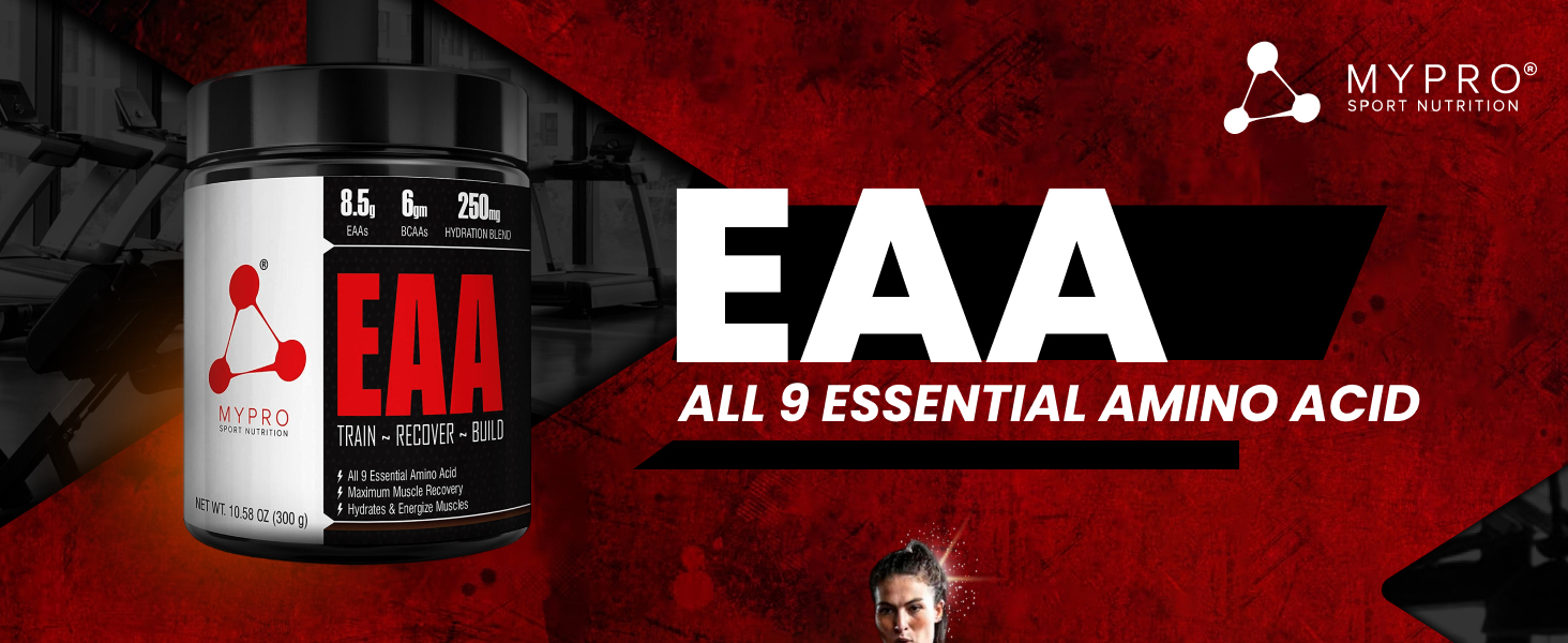 Mypro Sport Nutrition EAA Supplement 8500 mg EAA,6000mg BCAA,992 mg Hydration Blend For Muscle Recovery&Performance All 9 Essential Amino Acid EAA Powder (50 Servings (Pack of 1), Pineapple)