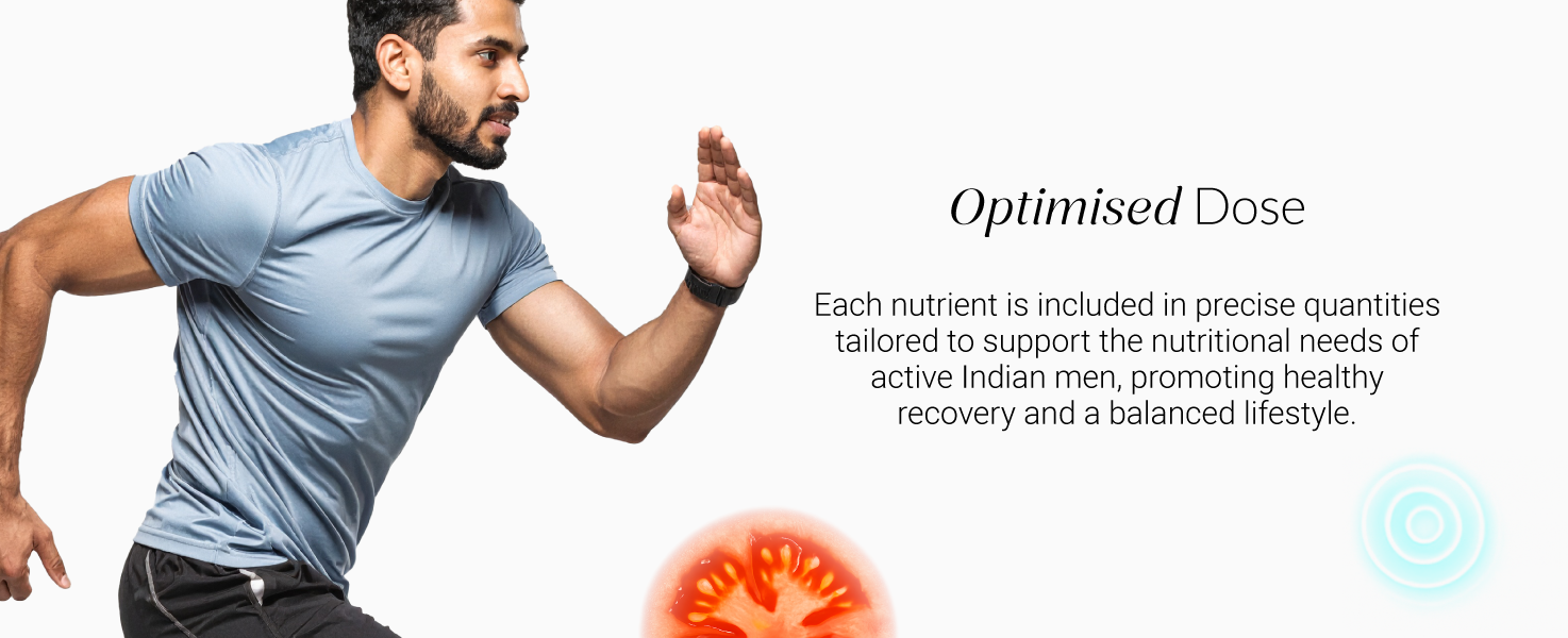Nutrova Multivitamin for Men – Daily Supplement with CoQ10 & Lycopene, Optimized for Indian Diets, Supports Energy, Immunity & Recovery - 60 Veg Tablets.