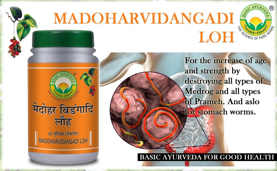 Basic Ayurveda Medoharvidangadi Loh Tablets - Pack of 3 (40 Tablets Each) | Ayurvedic Supplement for Metabolism Support | Traditional Herbal Formula for Men & Women