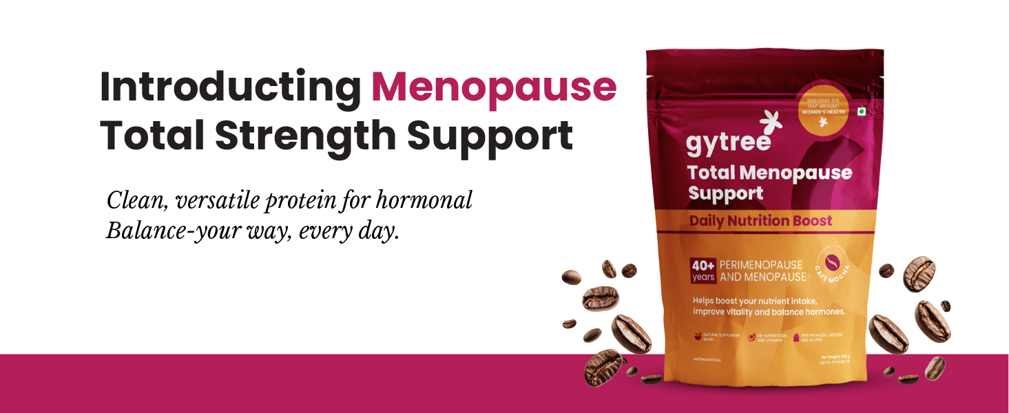 Gytree Menopause Protein Powder for women 40+,50+ | Vegan Dual Plant-Based Protein | 26 gram per serving of Pea & Brown Rice Protein | Helps Reduce Bloating, Cafe Mocha Flavor (500g)