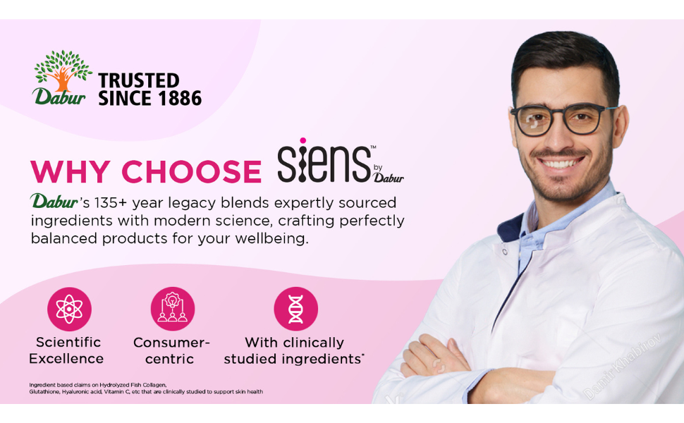 Siens By Dabur Hydrolyzed Marine Collagen-100g | Made with Japanese technology | Supplement for Women | For Skin Radiance & Hydration | Blueberry Lavender Flavour, Powder