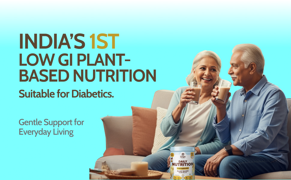 Origin Nutrition Senior Elder Adult Care Plant Based Protein Powder | Diabetic Friendly | Specialty for Healthy Ageing | 20 Vitamins & Minerals | 5 Superfoods Ayurvedic Herbs | Easy to Digest | No Preservatives | Vanilla, 300g