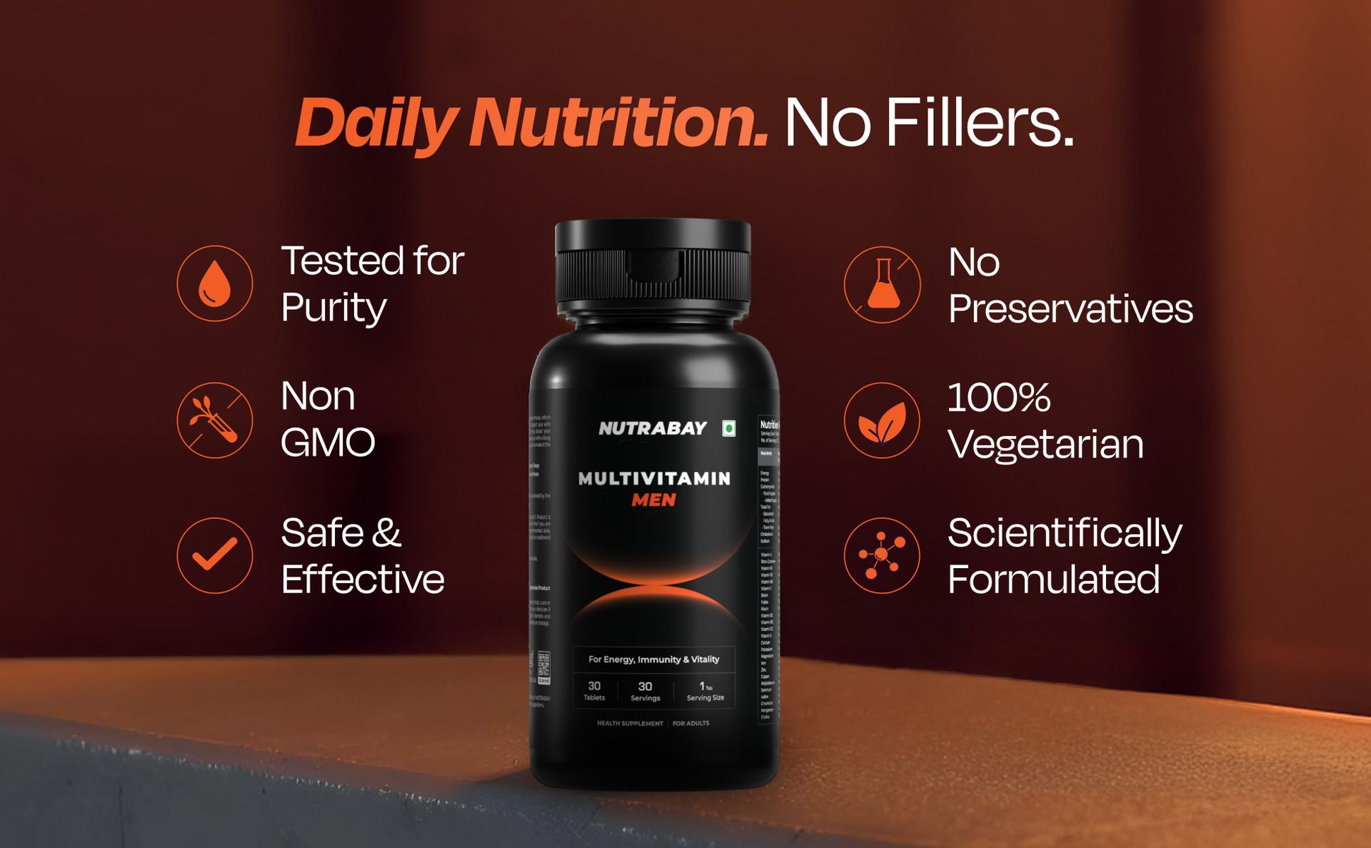 Nutrabay Pro Active Multivitamin for Men with Zinc, Magnesium, Vitamin B,C,A,E – Enhances Energy, Immunity & Better Sleep– 30 Veg Tablets | RDA for Viamins & Minerals | Purity Tested Supplement
