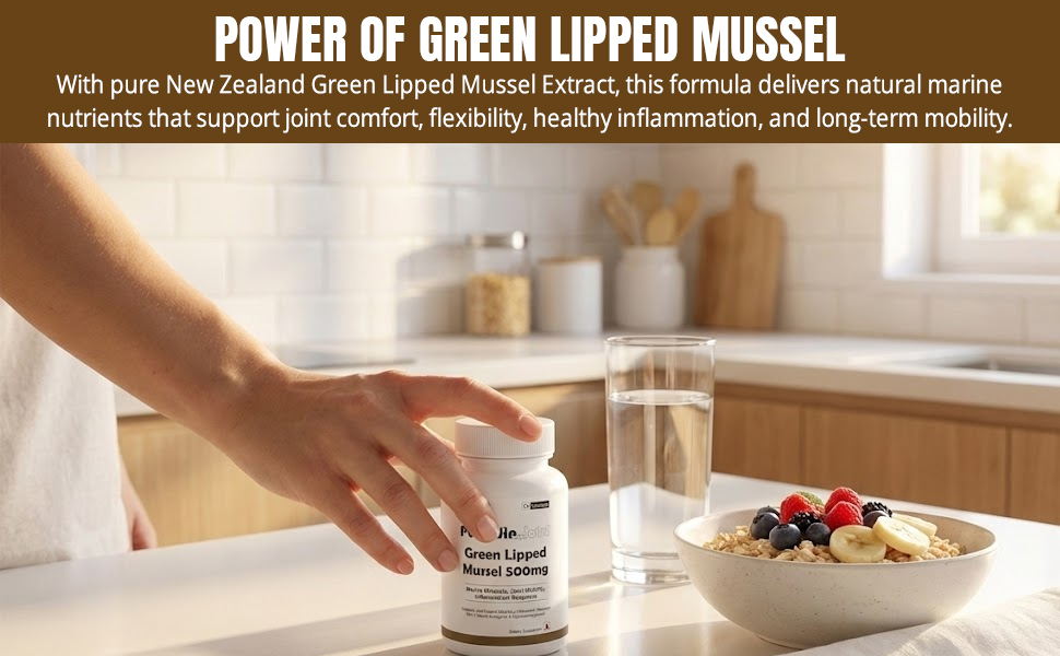Green Lipped Mussel 500mg Supplement, 30 Capsules