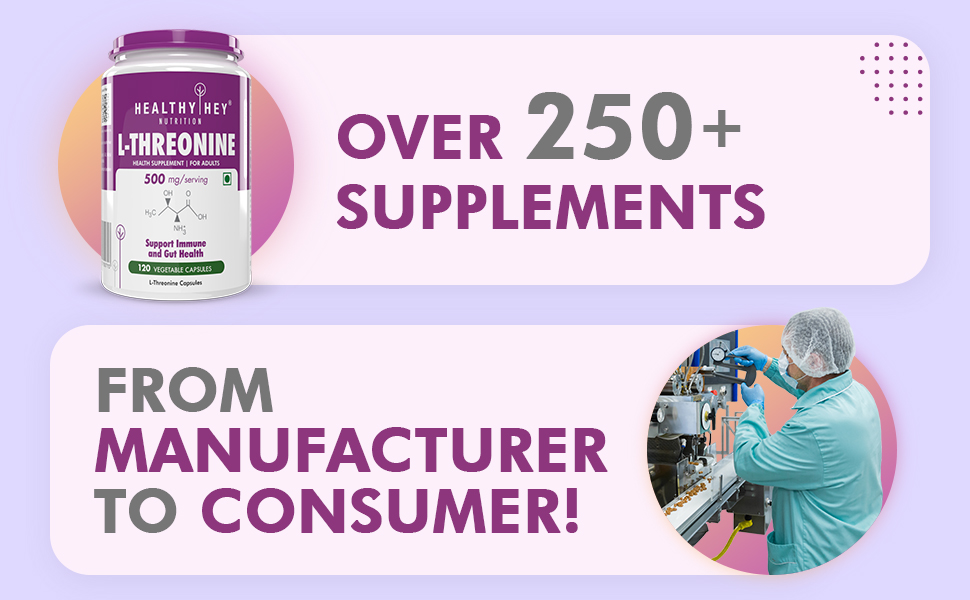 HealthyHey Nutrition L-Threonine - Essential Amino Acid -120 Veg Capsules