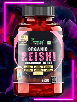Humming Herbs Reishi Mushroom supplement Reishi, Chaga, Turkey Tail, Maitake, Shiitake, Enoki, and Agaricus| 7in1 Immune Support Formula, 5480mg eqv - 90 cap