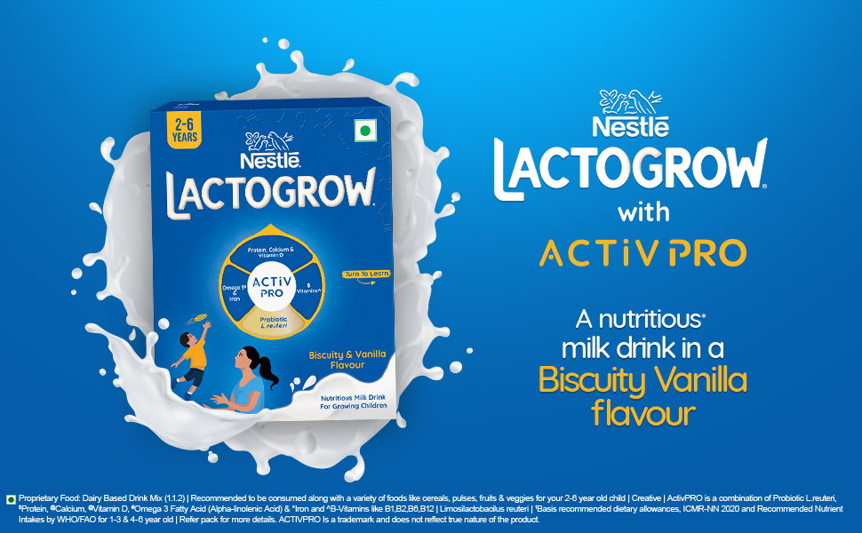 Nestle LACTOGROW Nutritious Milk Drink Powder, Biscuity vanilla Flavor 400g