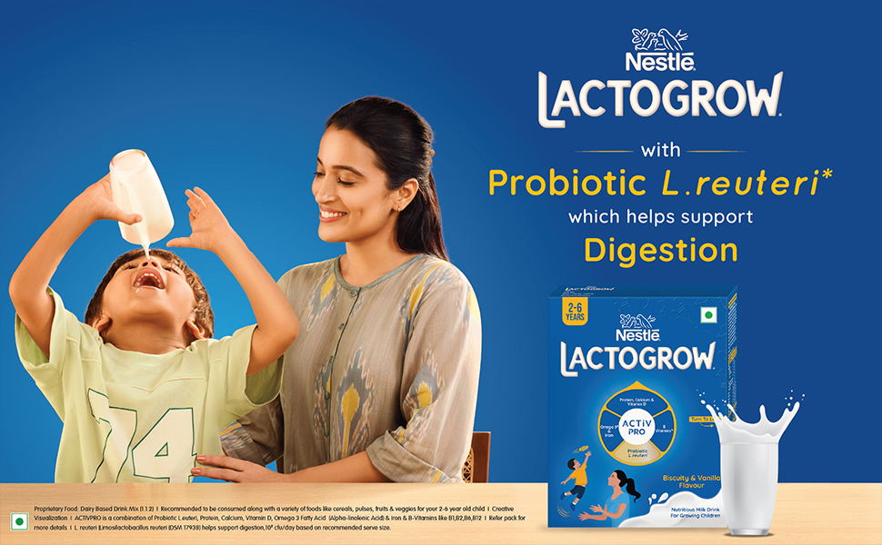 Nestle LACTOGROW Nutritious Milk Drink Powder, Biscuity vanilla Flavor 400g
