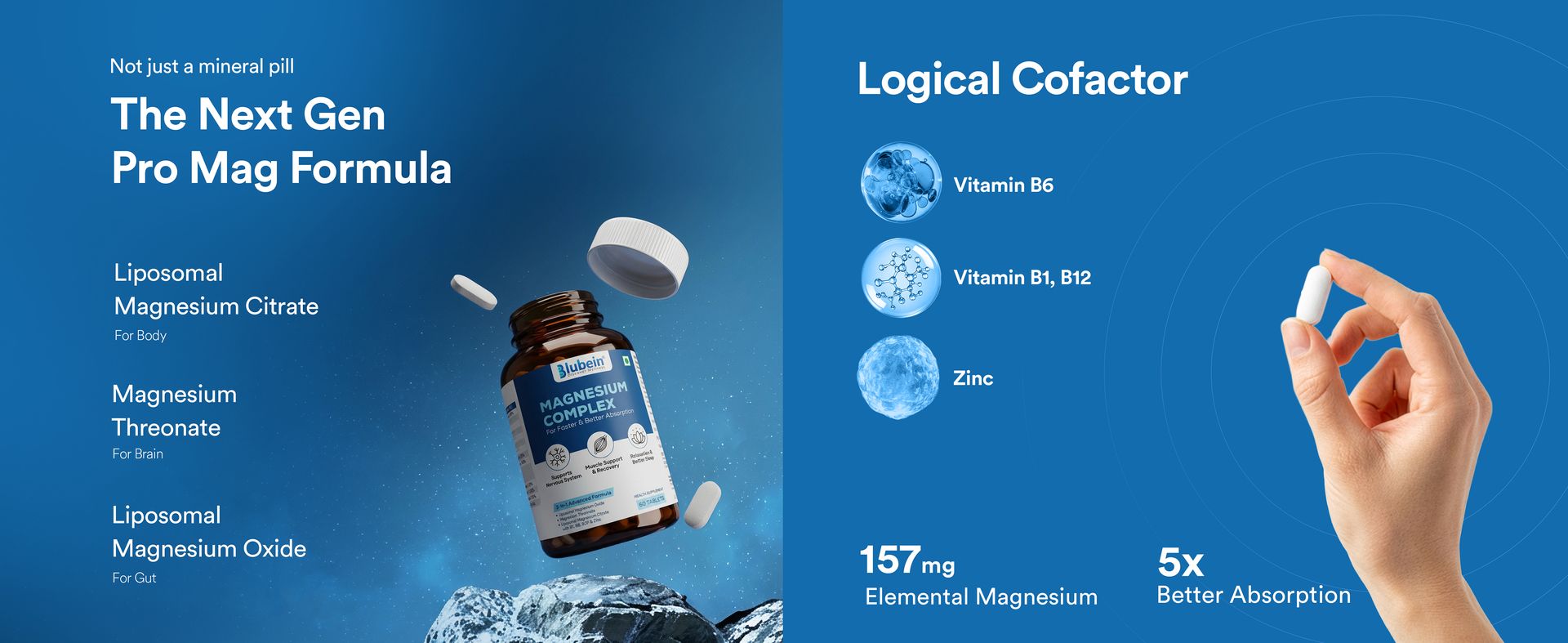 Blubein Liposomal Magnesium Complex Tablets with B Vitamins, 60 Tablets