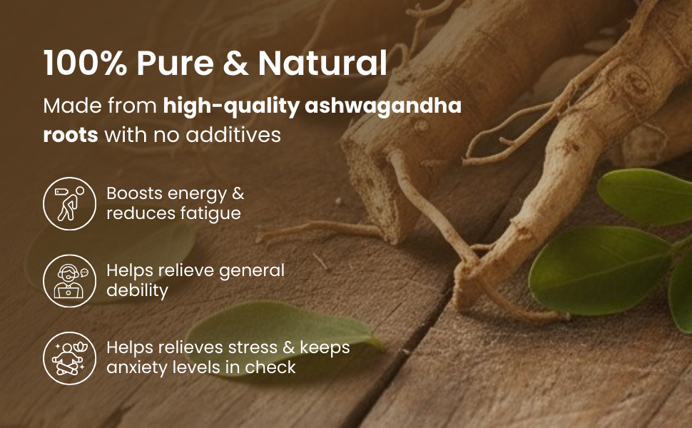 Ashwagandha Root Powder | Pure Withania Somnifera | Natural Stress Relief, Strength & Immunity Support | Ayurvedic Herbal Supplement | No Additives, Chemical-Free | 100 Gram Pack