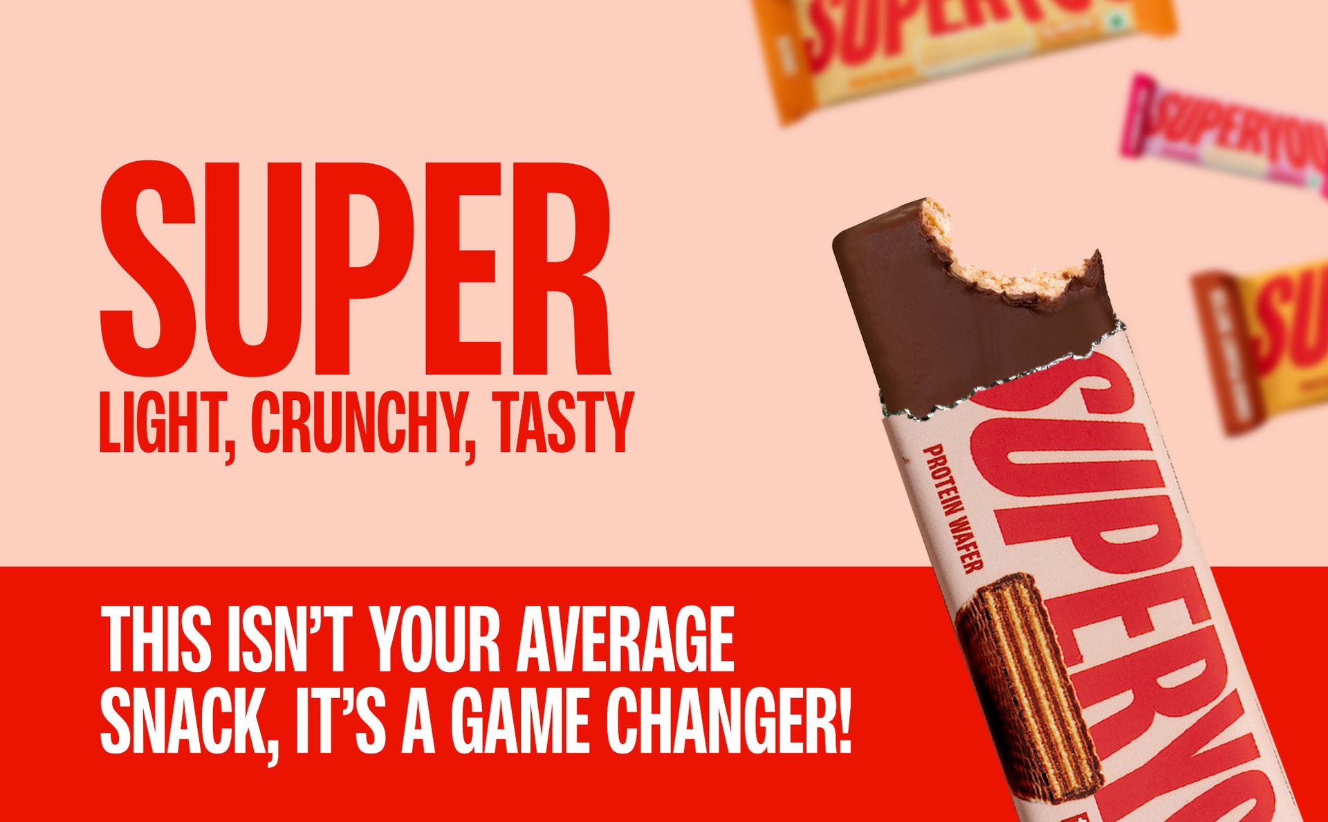 SuperYou 10g Protein Wafer Bar | Choco Peanut Butter | 10g Protein | Pack of 10 | Made with Atta & Jowar | No Added Sugar | No Trans Fat | No Palm Oil | Fermented Yeast Protein | Energy Bar | 3g Fiber | 100% Vegetarian