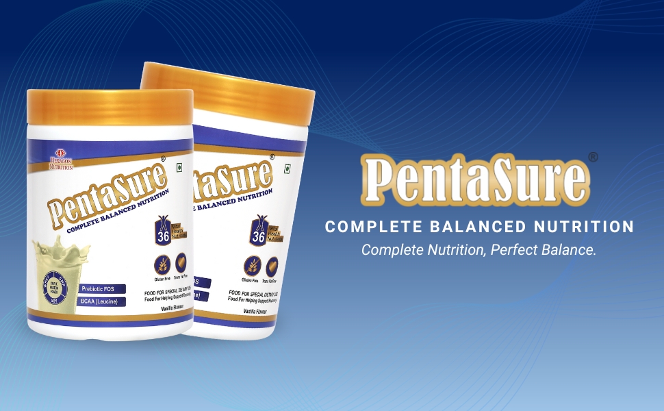 PentaSure Complete Balanced Nutrition | Daily Nutrition Protein Shake | Vanilla - 400g | Whey, Milk & Soy Protein Blend | BCAA (Leucine) & Prebiotic FOS | Supports Energy, Immunity & Muscle Health