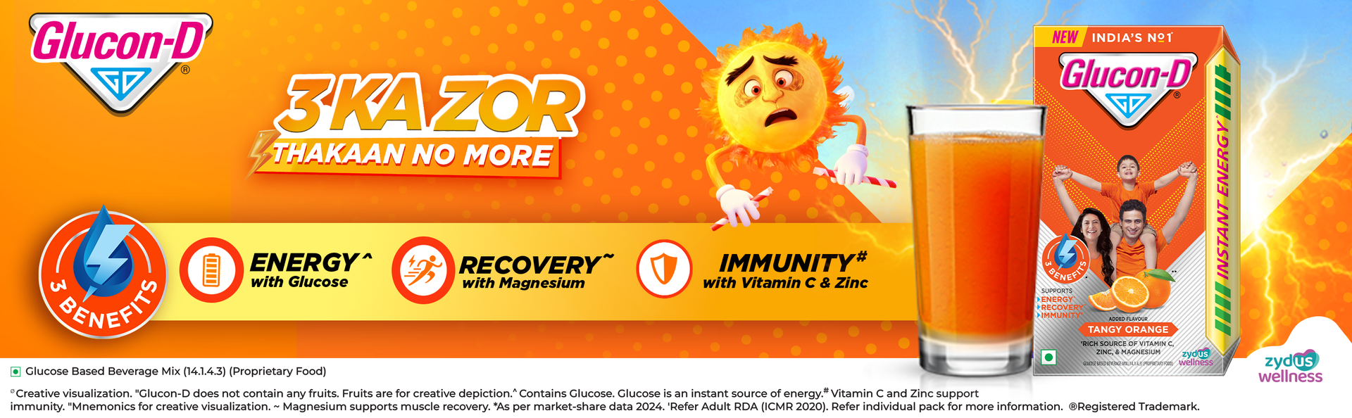 Glucon-D Instant Energy Drink Powder Refill 450 gm | Energy, Recovery, Immunity | Tangy Orange