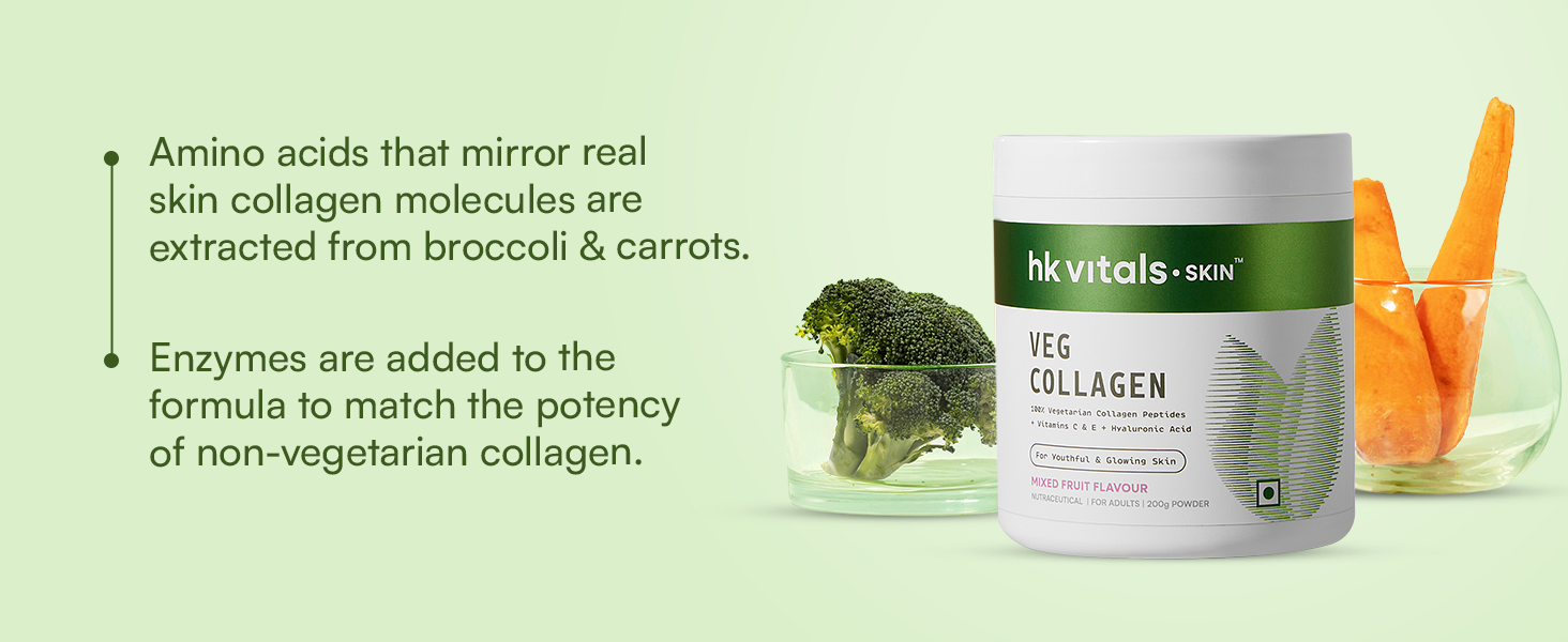 hk vitals Veg Collagen Supplement Powder, Mixed Fruit, 200g