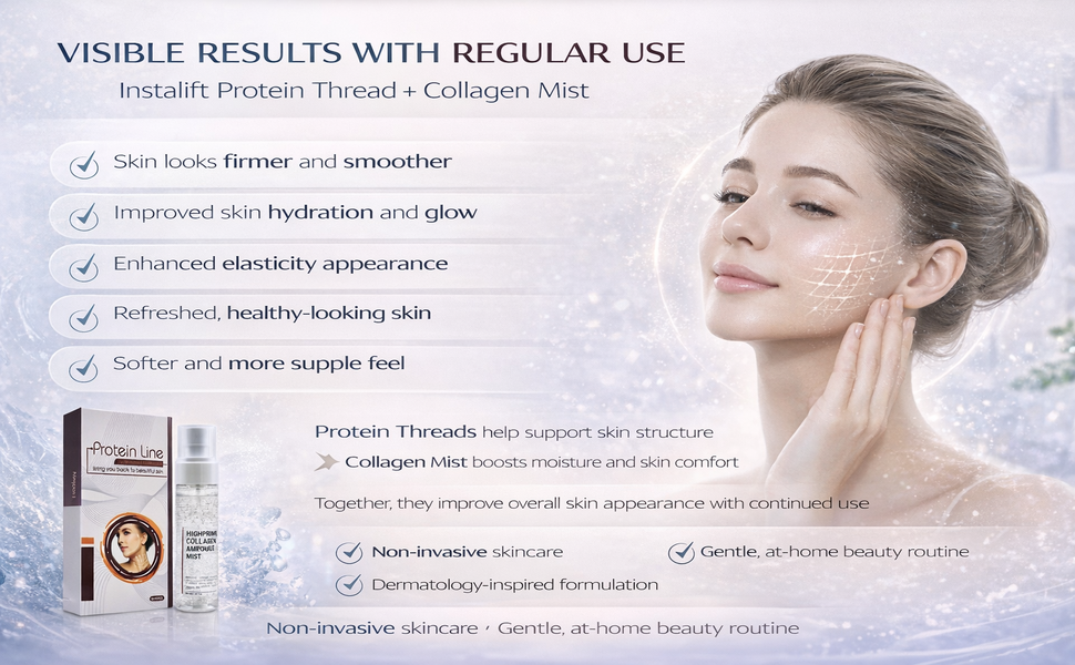 MS MAGIC SECRET Instalift Protein Thread Lifting Set, Soluble Protein Thread, Protein Threads Absorbable Collagen Thread for Face Lift, Smoothes Fine Lines (60pcs) + Collagen Mist