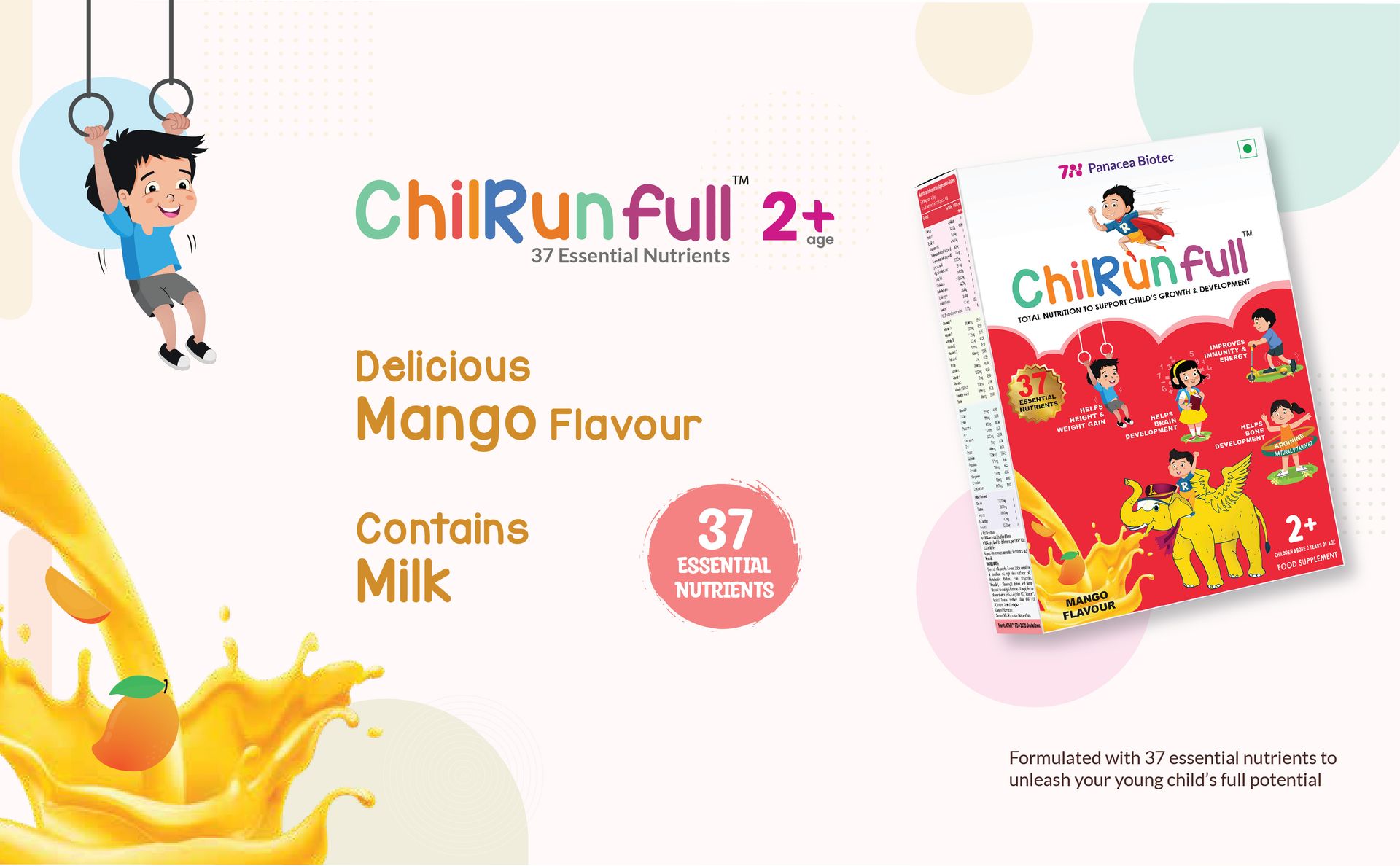 full (Mango 200-grams Carton), Scientifically Tested Total Nutrition for Children 2 Years & Above, 37 Essential Nutrients for Healthy, Energetic, and Strong