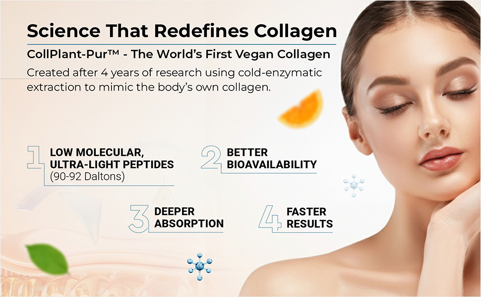 Cureveda Veg Collagen 5000mg Collagen Peptide with added Vitamin C & E, Grapeseed Extract For Healthy Skin, Hair & Nails | Men & Women - 150 gm Powder Unflavoured