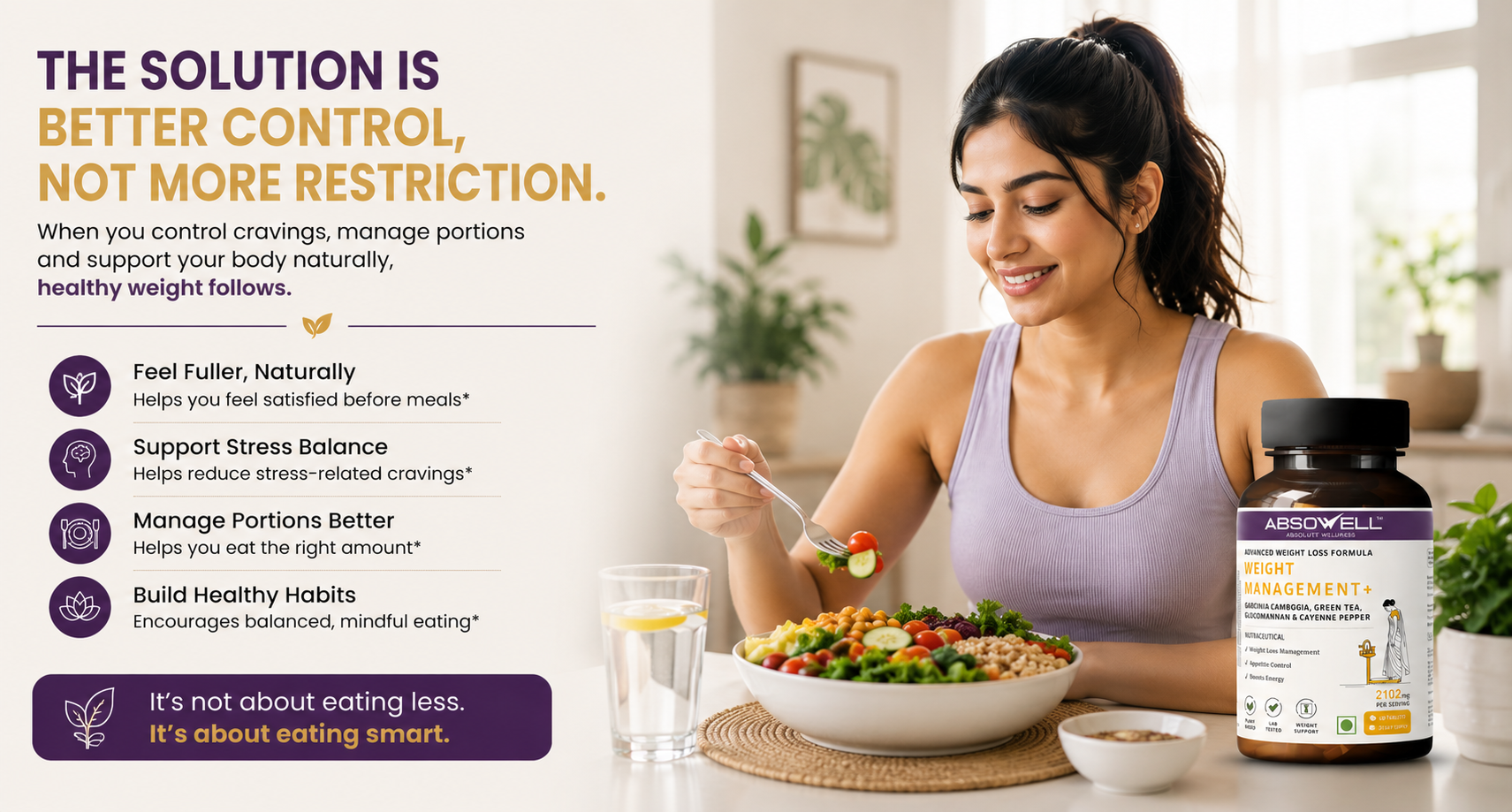 Weight Management Tablets [60 Capsules] – Garcinia Cambogia, Glucomannan & Plant-Based Ingredients | Supports Appetite Control, Metabolism & Healthy Weight Management | Herbal Dietary Supplement