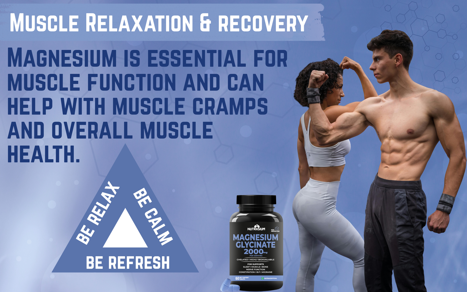 Nutrasium Magnesium glycinate 2000 mg Per Serving | Chealted & High Absorbtion | For Deep Natural Sleep, Muscle Relaxation, Supports Heart & Nerve Function | 60 Tablets