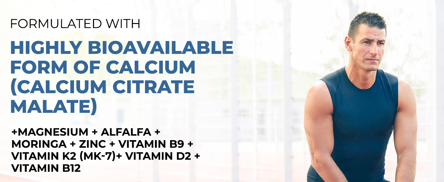 The Body Reserve Calcium, Magnesium, Zinc with Vitamin K2, MK7 & B12 – 120 Tablets for Bone & Joint Health (4-Month Pack)