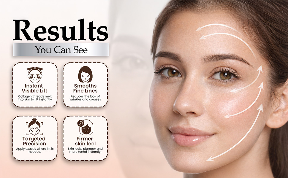Sanfe FibraLift Collagen Fibres with Booster Mist | 12 Threads + 50 ml | Bovine Protein Face Treatment | Anti Aging Facial Care | Wrinkle Focused Routine | Skin Smoothing