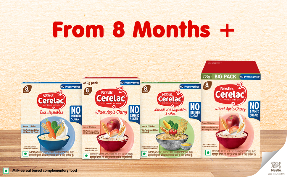 Nestlé CERELAC Baby Cereal Wheat Apple Cherry, No Refined sugar STG-2, 720g