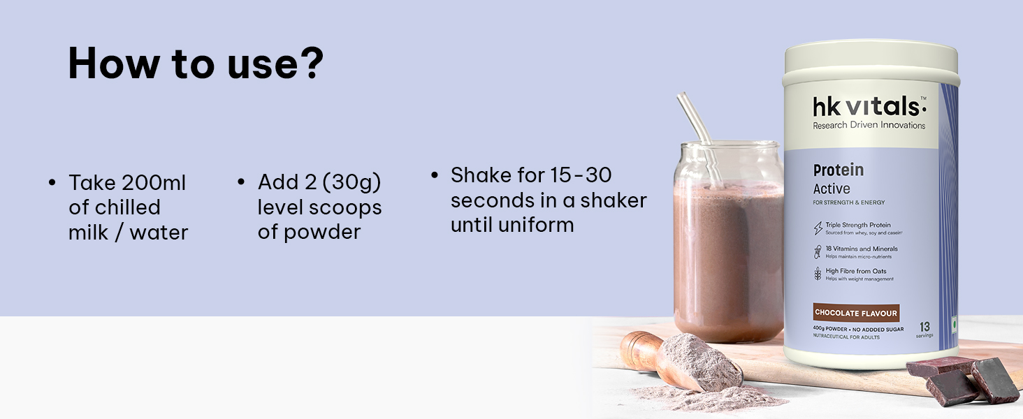 hk vitals Protein Active, Chocolate, 400g (0.88lbs)