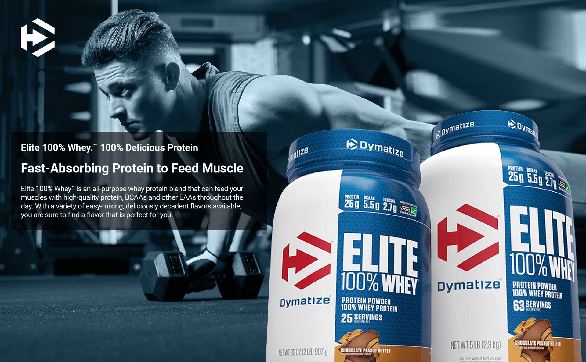 Dymatize Nutrition Elite 100% Whey Protein | Muscle Recovery | 25g Protein, 5.5g BCAA | Fast-Absorbing Protein | Gluten-Free | Blend with BCAAs & Glutamine | Rich Chocolate | 5 Lbs