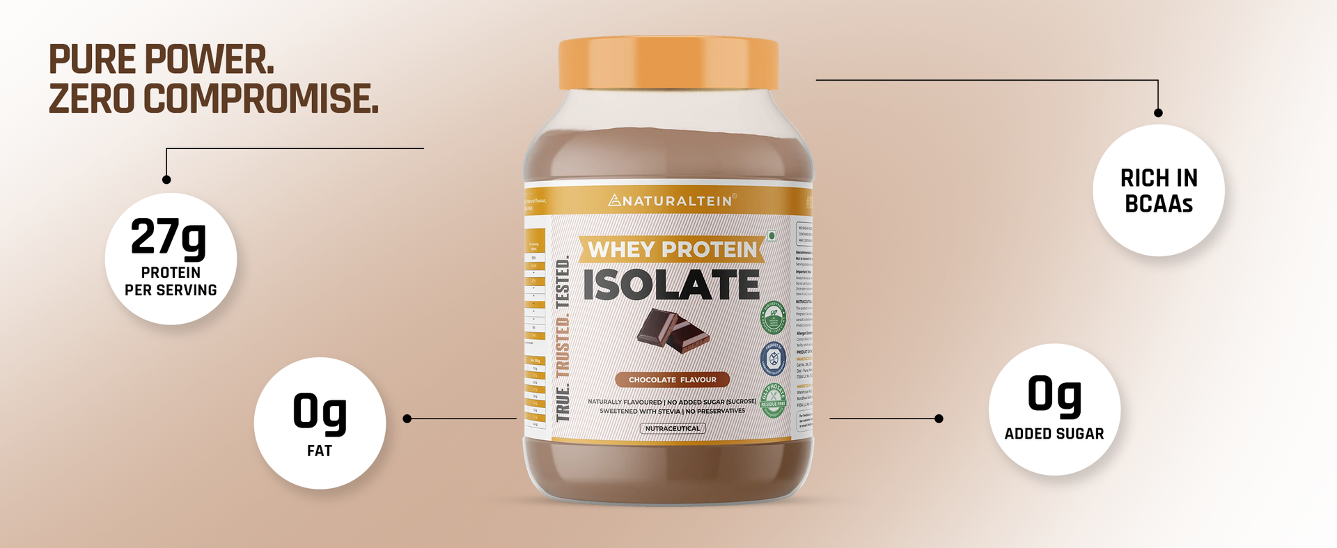 NATURALTEIN Natural Whey Protein Isolate Chocolate – 1 kg | 30 g Serving – 24 g Protein | Naturally Flavoured, Non-GMO | No Artificial Sweeteners | Smooth, Light & Easy to Digest