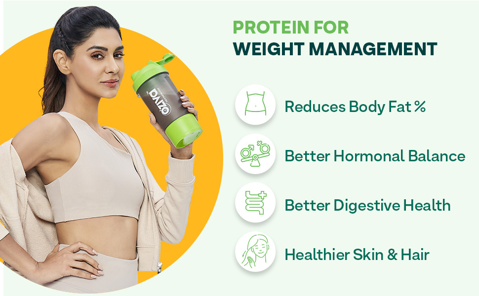 OZiva Protein & Herbs for Women, No Added Sugar, Cafe Mocha, 454g, + Shaker