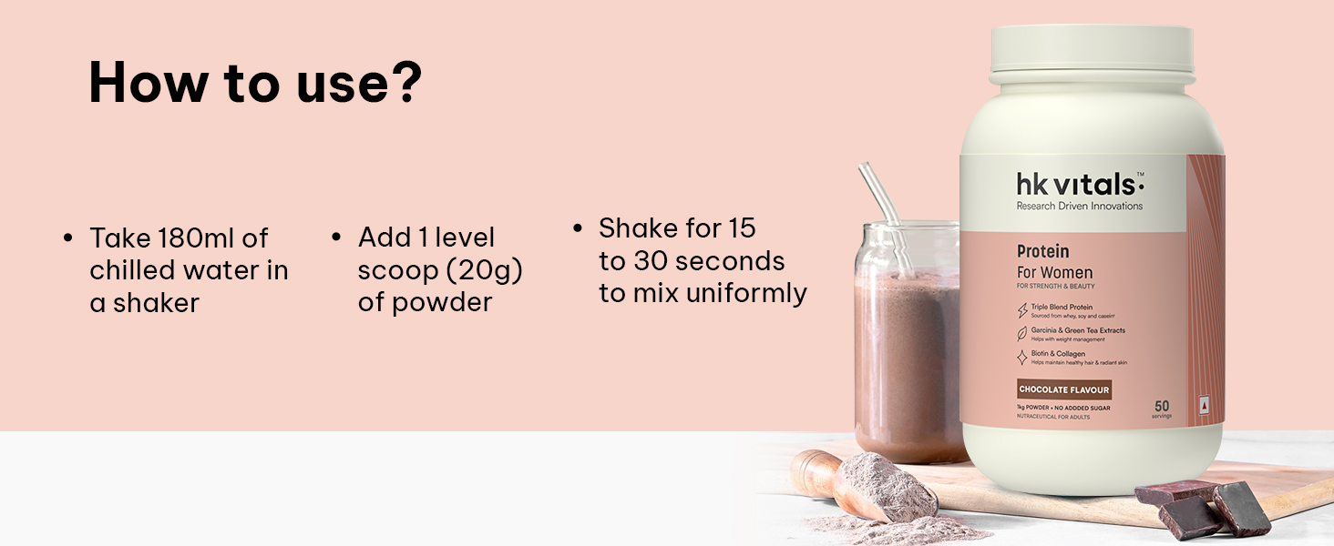 hk vitals Protein For Women, Chocolate, 1kg (2.2lbs)