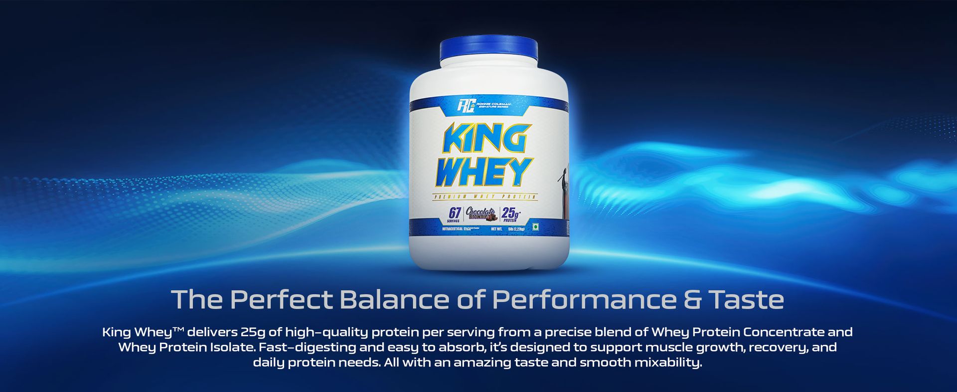 Ronnie Coleman Signature Series King Whey Protein, Chocolate Brownie (67 Servings, 2.27kg / 5lbs) | Premium Whey Protein Powder