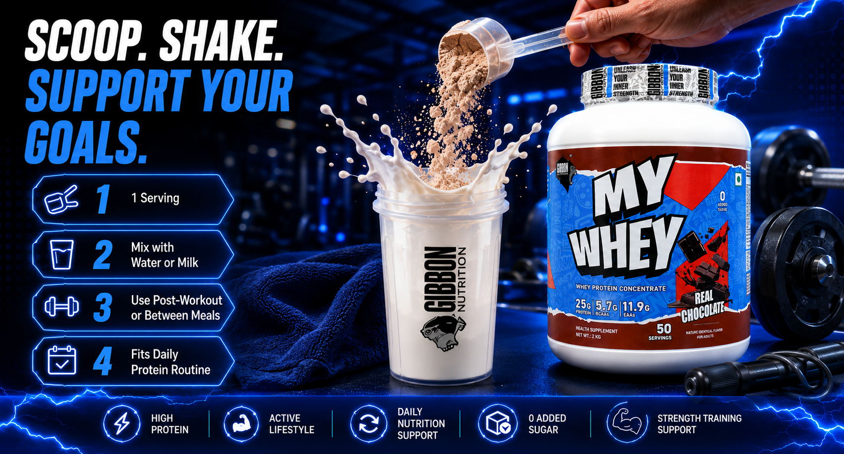 GIBBON My Whey Protein Powder High-Protein, Fat-Burning Whey Isolate for Lean Muscle | Protein Isolate with Fat-Burning Blend for Lean Muscle & Metabolism Boost | 2kg | 54 Servings (2 Kg, Swiss Chocolate)