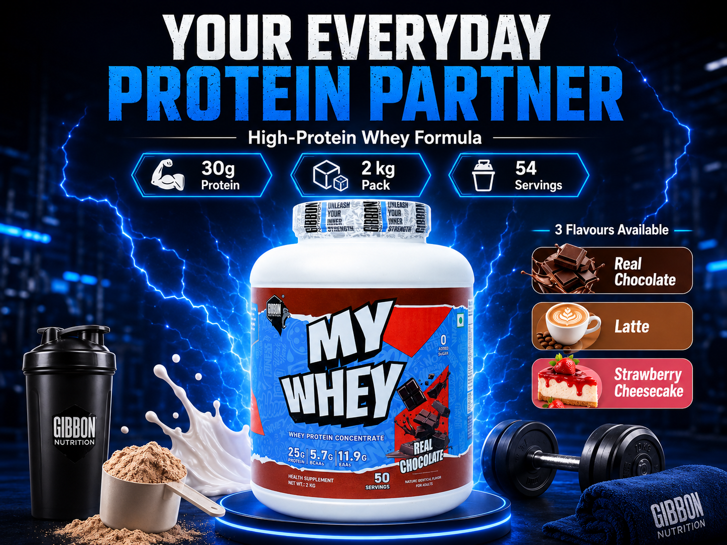 GIBBON My Whey Protein Powder High-Protein, Fat-Burning Whey Isolate for Lean Muscle | Protein Isolate with Fat-Burning Blend for Lean Muscle & Metabolism Boost | 2kg | 54 Servings (2 Kg, Swiss Chocolate)