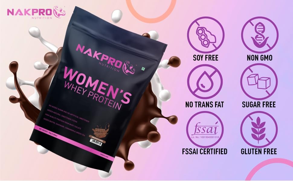 NAKPRO Women Whey Protein Powder | 24.75g Protein, 5.51g BCAA | Muscle Recovery, Lean Muscle, Whey Isolate Protein for Women (500g, Malai Kulfi)