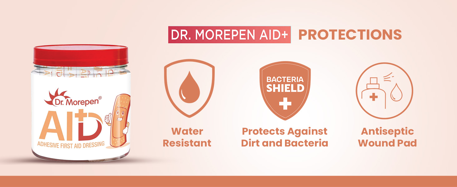 Dr.Morepen Band Aids | Washproof First Aid Bandage | Flexible & Breathable | 100 Strips For Kids and Adults