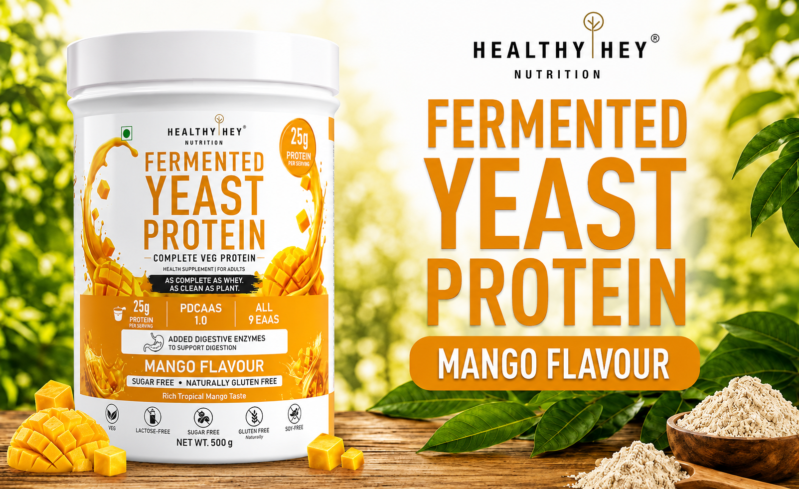 HealthyHey Nutrition Fermented Yeast Protein - Mango Flavour - 500g