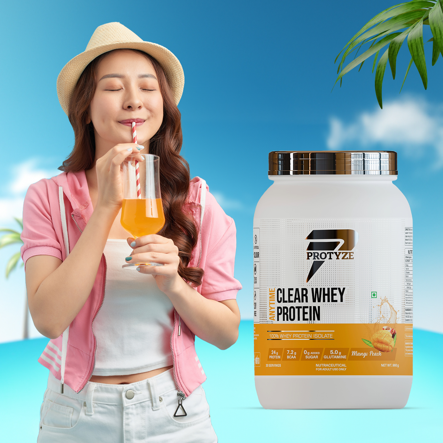 Protyze Anytime Clear Whey Protein Isolate | 24g Protein Per Scoop | Blueberry Crush, 15 Servings | ISO & HACCP Certified | Lean Muscle Growth, Easy Digestion & Refreshing