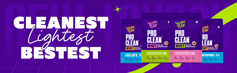 Yogabar ProClean Whey Protein Concentrate 1kg | 27g Protein per Serve | Unflavoured Whey Protein Powder | Clean & Light | Patented & Clinically Tested Pro-Absorb Blend