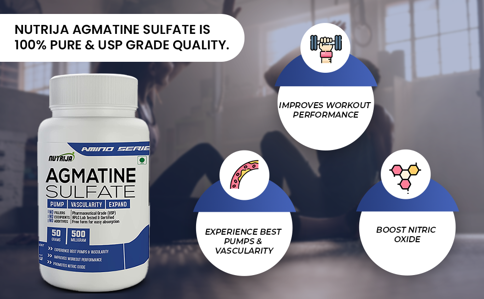 NutriJa Agmatine Sulfate Powder - 50 Grams | 100 Servings | Boost Nitric Oxide, Muscle Pump & Strength