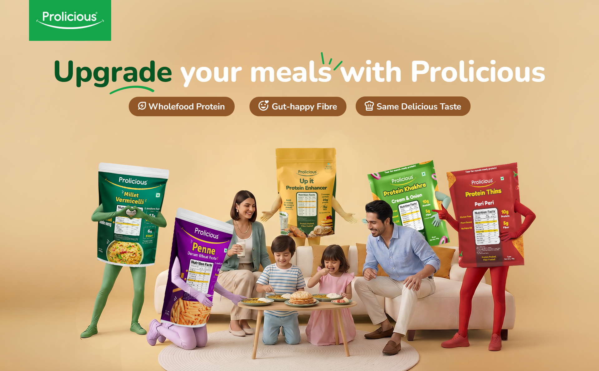 Prolicious Up It Protein Enhancer|450 Protein & 180g Fibre Per Pack| Vegan | Gluten Free | No Isolates |1 kg