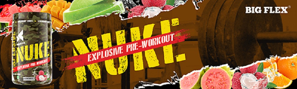 Bigflex Nuke Pre Workout Powder| 33 Servings |Energy Booster| (Guava, 400 gm)