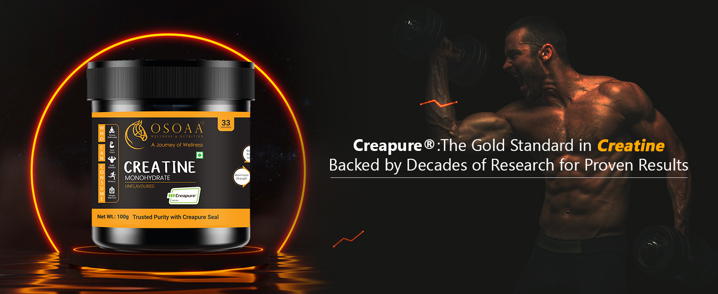 OSOAA 100% Creapure from Germany, Micronized Creatine Monohydrate Powder - 100g | 3g Creatine/Serving | Pre/Post Workout Supplement for Muscle Repair & Recovery | Supports Athletic Performance & Power