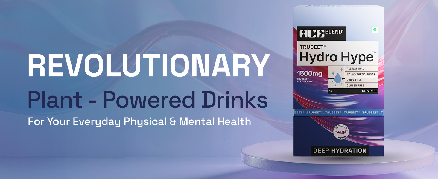 Ace Blend Hydro Hype (5 Sachets) | Energy & Blood Flow | Instant Hydration | Full-Spectrum Electrolytes | 100% Natural Beetroot Extract with Multi Vitamins & Minerals | Java Plum - For Men & Women